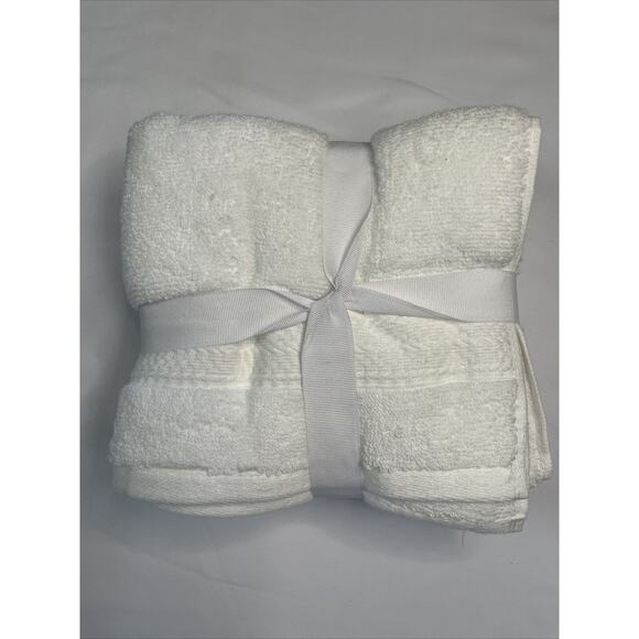 Martha Stewart Plush Hand Towels Everyday White 16x30 Inch Cotton Set of 2 - Picture 3 of 7